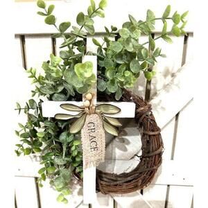 Floral Wreath | Door Wreath | Handmade Wreath | Cross Wreath